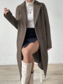 Abrigo Casual de Doble Botonadura y Cuello Solapa