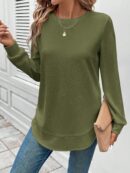 Sudadera Cómoda Casual con Textura Waffle y Dobladillo Asimétrico
