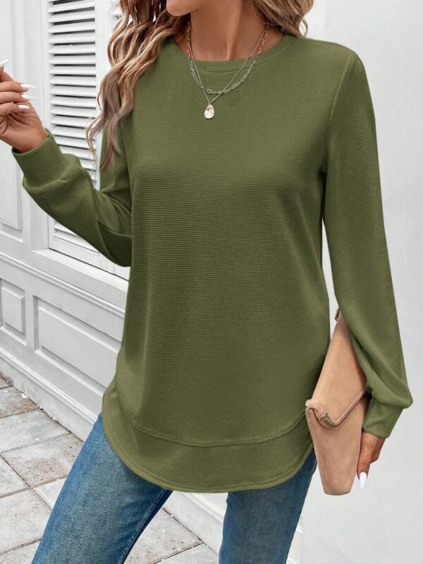 Sudadera Cómoda Casual con Textura Waffle y Dobladillo Asimétrico - Image 28