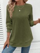 Sudadera Cómoda Casual con Textura Waffle y Dobladillo Asimétrico
