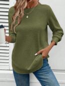 Sudadera Cómoda Casual con Textura Waffle y Dobladillo Asimétrico