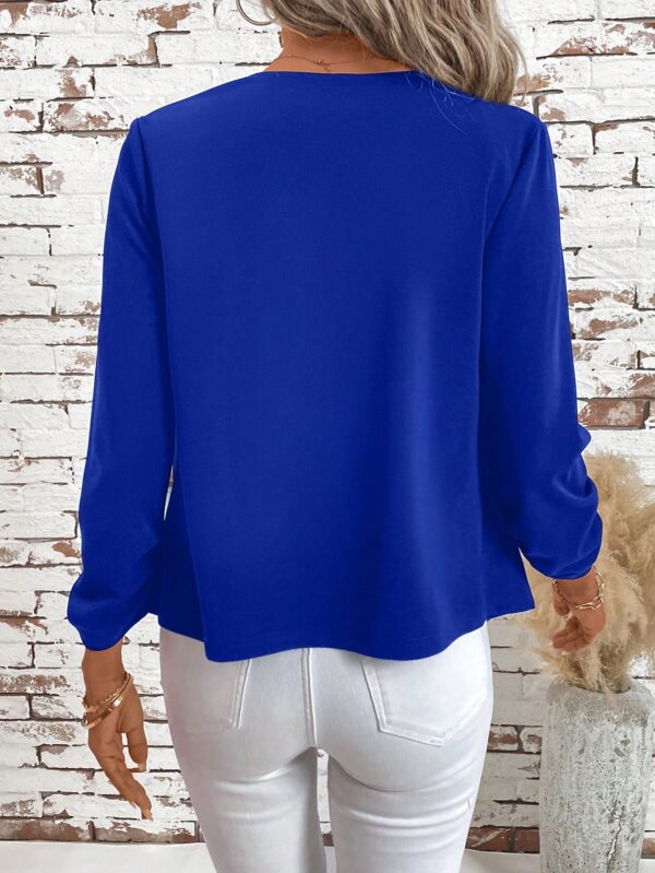 Chaqueta Elegante Negra con Mangas Plisadas Largas - Image 16