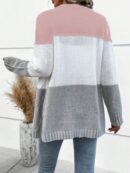 Cardigan Tejido Tricolor con Botones y Cuello en V