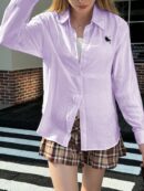 Camisa Estampada con Manga Larga y Hombros Caídos