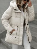 Abrigo Acolchado de Media Longitud con Capucha y Cintura Ajustable
