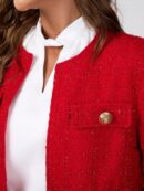 Abrigo de Tweed Abierto con Diseño Escocés y Bolsillo Solapa