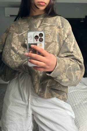 Buzo Cuello Redondo Camuflado Manga Larga para Mujer