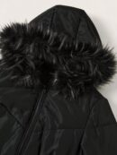 Abrigo Acolchado Básico de Invierno con Gorro de Franela