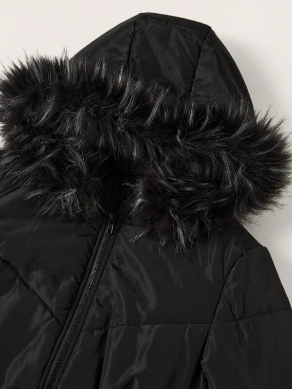Abrigo Acolchado Básico de Invierno con Gorro de Franela - Image 7