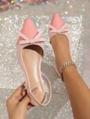 Zapatos Planos de Cuero Suave con Punta Puntiaguda y Diseño Bicolor