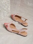 Zapatos Planos de Cuero Suave con Punta Puntiaguda y Diseño Bicolor