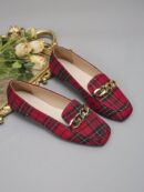 Mocasines Planos de Punta Cuadrada con Cadena Metálica para Mujer