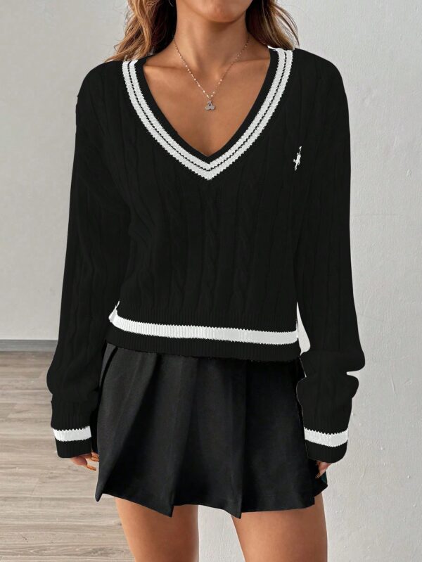 Sweater a Rayas con Cuello en V y Manga Larga - Image 12