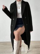 Abrigo Casual de Doble Botonadura y Cuello Solapa