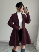Abrigo Elegante de Cuello Alto y Manga Larga en Tweed