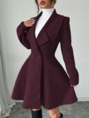 Abrigo Elegante de Cuello Alto y Manga Larga en Tweed