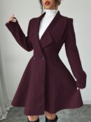 Abrigo Elegante de Cuello Alto y Manga Larga en Tweed