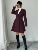 Abrigo Elegante de Cuello Alto y Manga Larga en Tweed