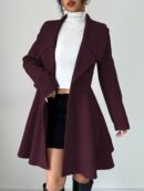 Abrigo Elegante de Cuello Alto y Manga Larga en Tweed
