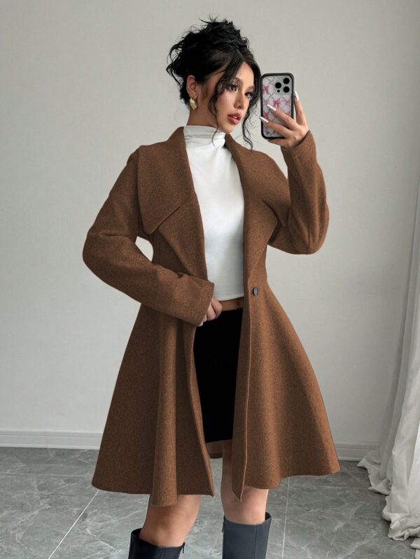 Abrigo Elegante de Cuello Alto y Manga Larga en Tweed - Image 15