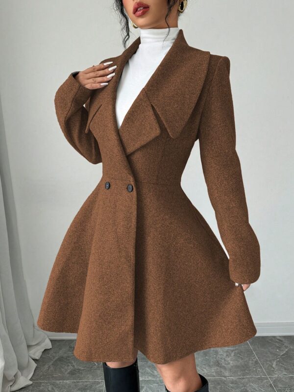 Abrigo Elegante de Cuello Alto y Manga Larga en Tweed - Image 17
