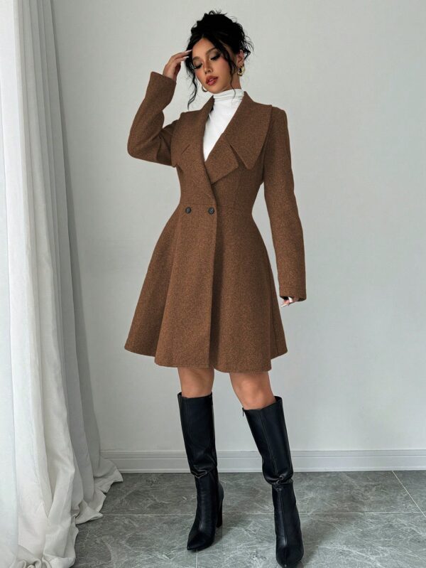 Abrigo Elegante de Cuello Alto y Manga Larga en Tweed - Image 18