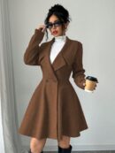 Abrigo Elegante de Cuello Alto y Manga Larga en Tweed