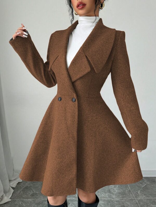 Abrigo Elegante de Cuello Alto y Manga Larga en Tweed - Image 20