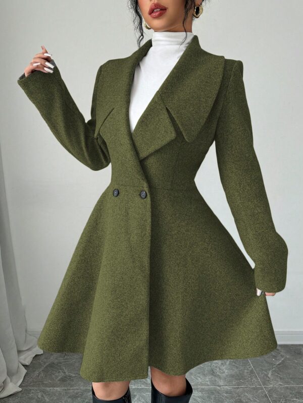 Abrigo Elegante de Cuello Alto y Manga Larga en Tweed - Image 47