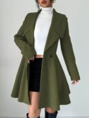 Abrigo Elegante de Cuello Alto y Manga Larga en Tweed