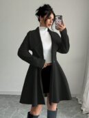 Abrigo Elegante de Cuello Alto y Manga Larga en Tweed