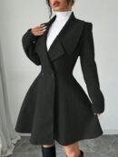 Abrigo Elegante de Cuello Alto y Manga Larga en Tweed