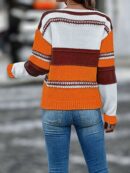 Sweater Multicolor con Hombros Caídos y Manga Larga