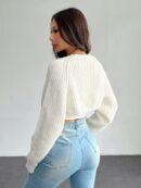 Cardigan Corto de Punto en Estilo Ballet con Mangas Raglan