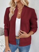 Chaqueta Tejida Jacquard Casual en Color Caqui