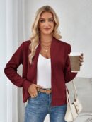 Chaqueta Tejida Jacquard Casual en Color Caqui