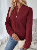 Chaqueta Tejida Jacquard Casual en Color Caqui