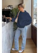 Sweater de Punto Liso Manga Larga para Mujer