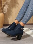 Botines de Tacón Grueso y Cordones Estilo Británico