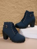 Botines de Tacón Grueso y Cordones Estilo Británico