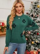 Sweater Puntilla Lunares, Manga Larga y Hombros Caídos