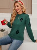 Sweater Puntilla Lunares, Manga Larga y Hombros Caídos
