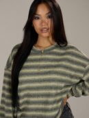 Sweater a Rayas Oversize Cuello Redondo al Estilo Y2k 90's