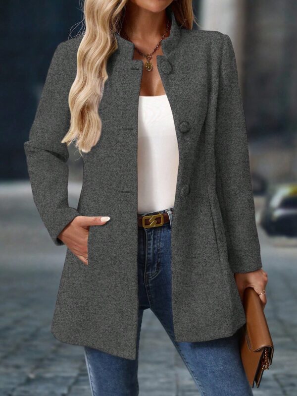 Chaqueta Midi Casual de Cuello Alto para Mujer - Image 45