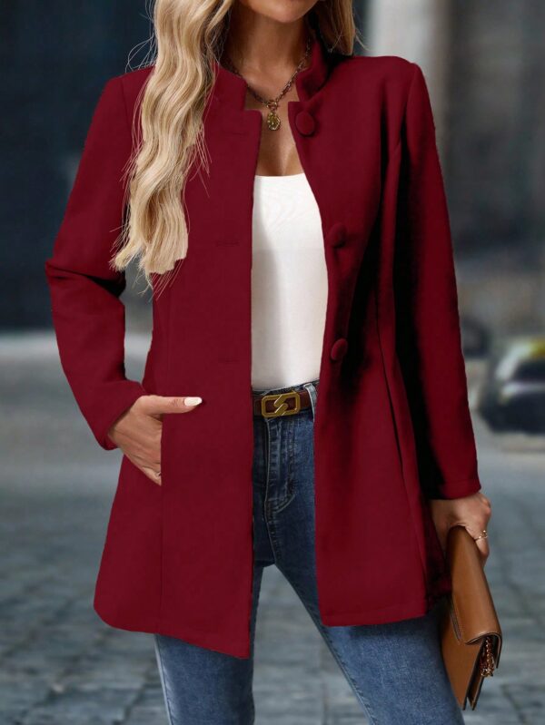 Chaqueta Midi Casual de Cuello Alto para Mujer - Image 58