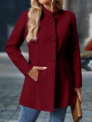 Chaqueta Midi Casual de Cuello Alto para Mujer