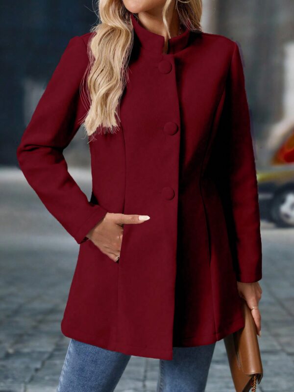 Chaqueta Midi Casual de Cuello Alto para Mujer - Image 60