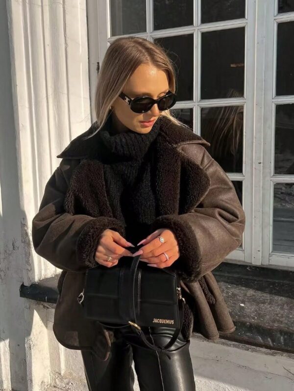Abrigo de Lana de Oveja y Gamuza para Otoño e Invierno - Image 7