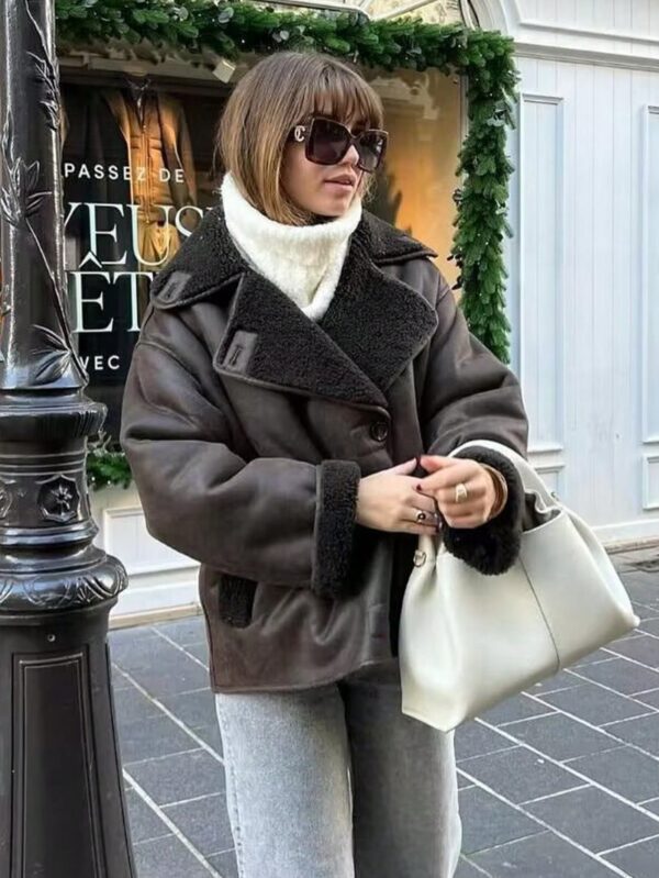 Abrigo de Lana de Oveja y Gamuza para Otoño e Invierno - Image 6
