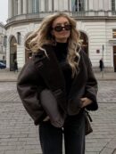 Abrigo de Lana de Oveja y Gamuza para Otoño e Invierno